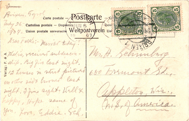 post card back