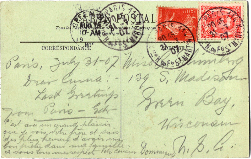 post card back