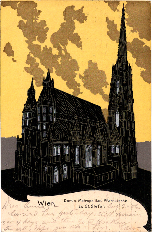 a black and yellow building with towers