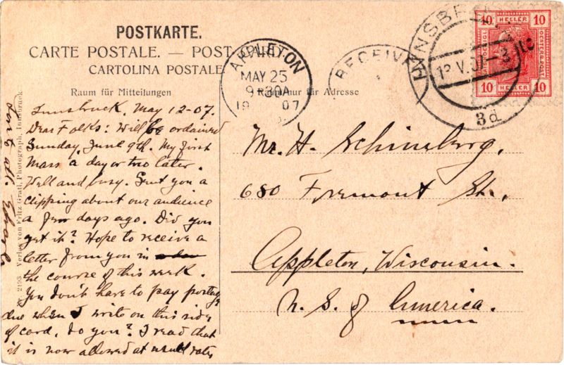 post card back