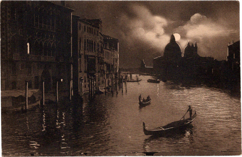 a boat on the water at night