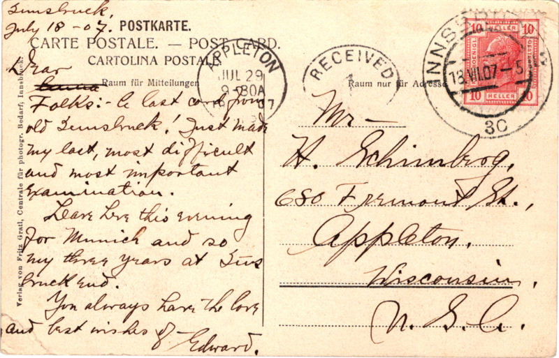 post card back