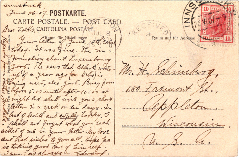 post card back