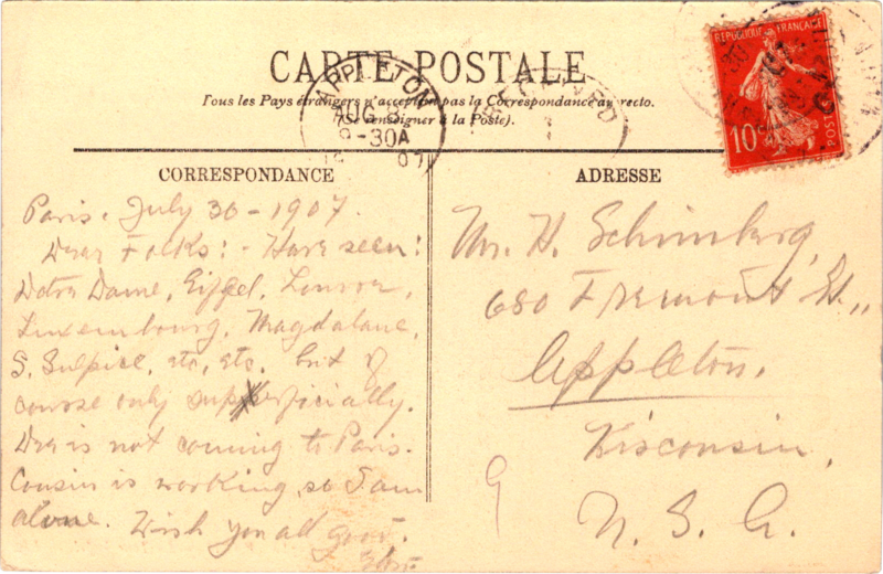 post card back