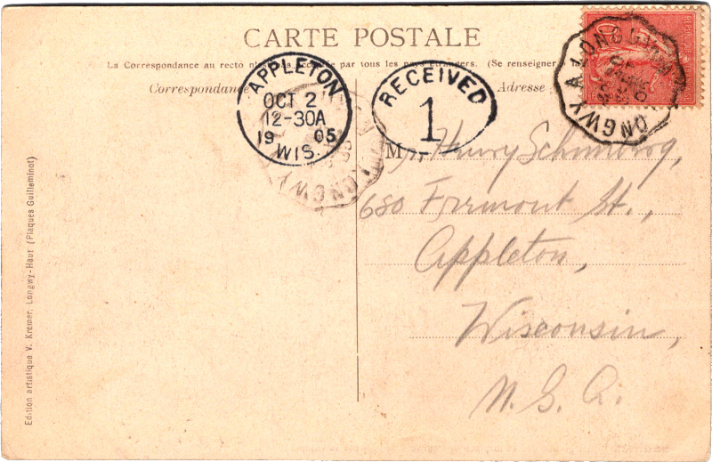 post card back