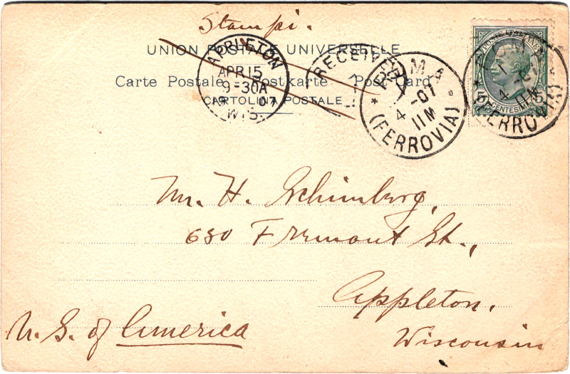 post card back