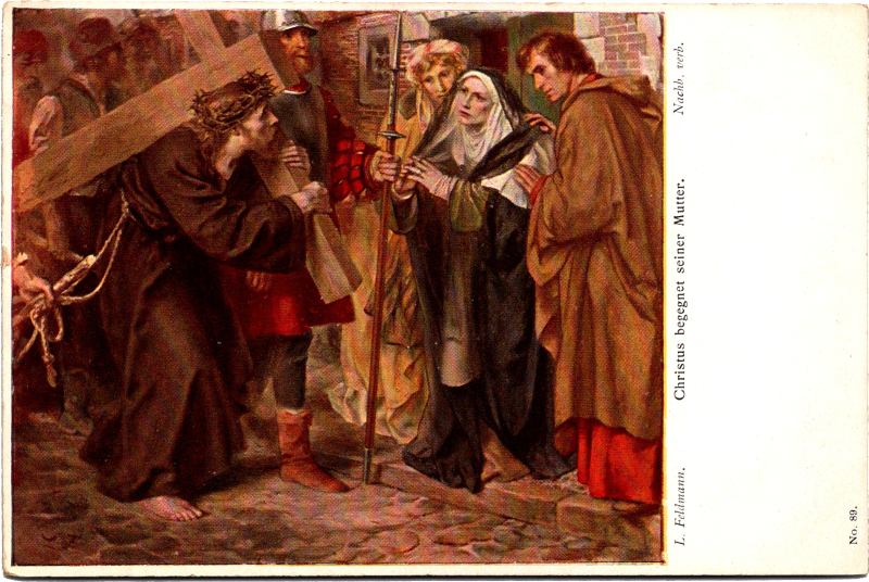 a painting of jesus carrying his cross