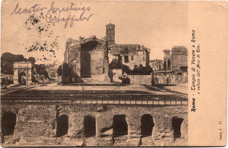 an old photo of a ruined building