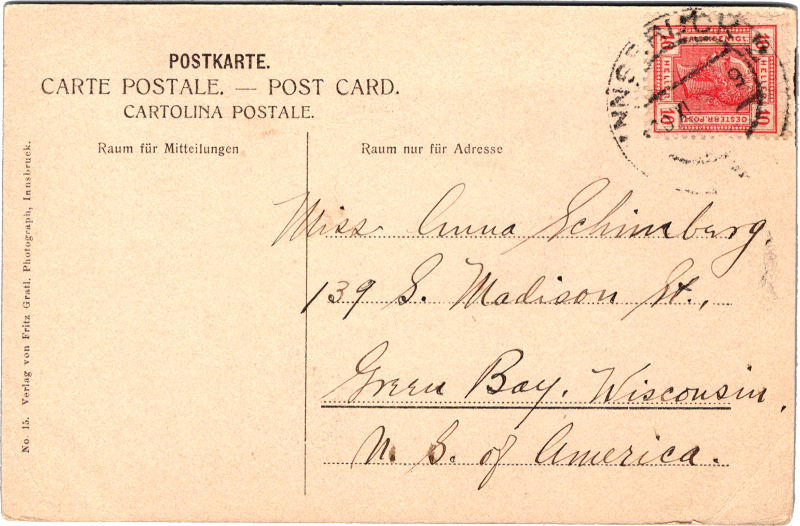 post card back