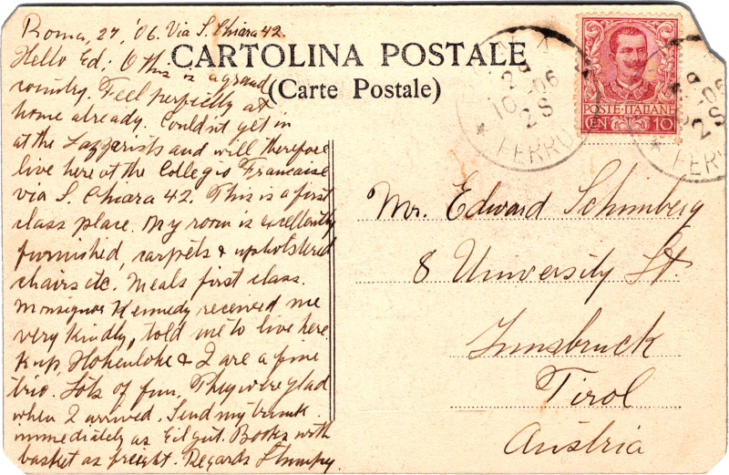 post card back