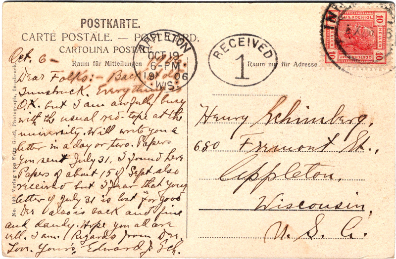 post card back