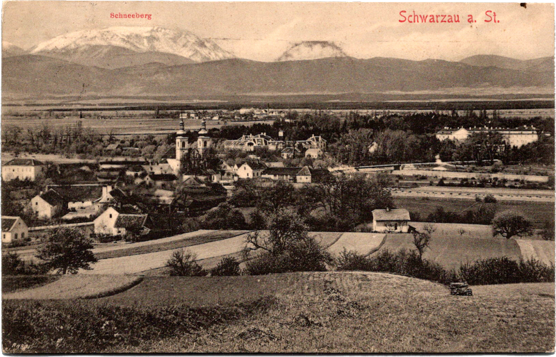 a black and white photo of a town