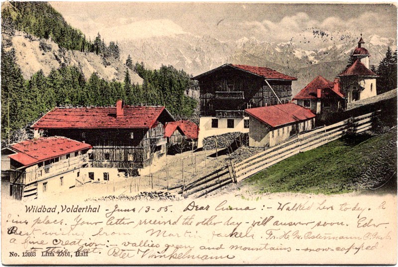 An old postcard of a mountain village.