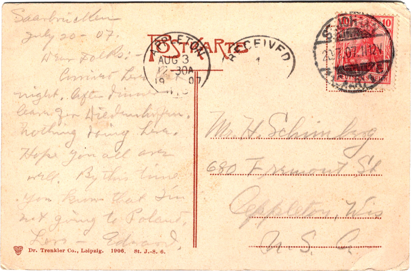 post card back