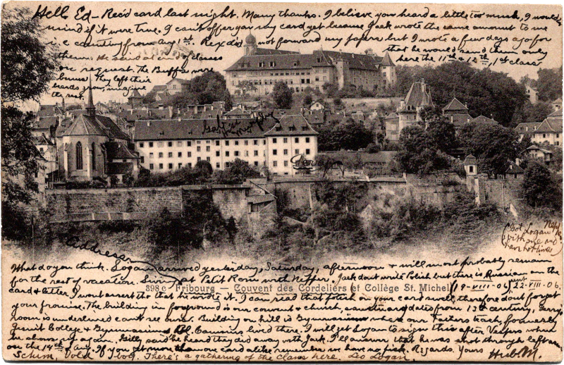 A black and white photo of a castle.