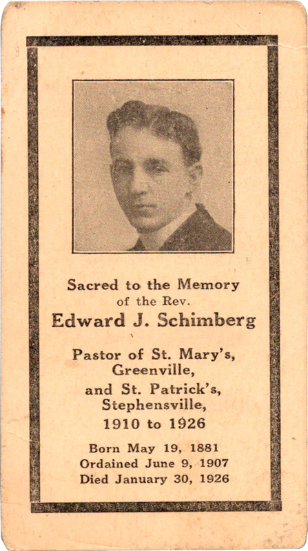 Edward Schimberg funeral card